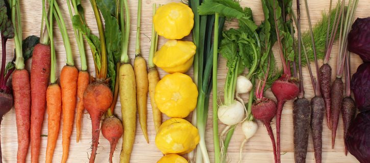 Selection of salads and vegetables